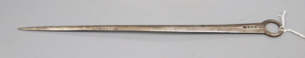 A George III silver meat skewer, William Edwards, London, 1802, 30.7cm, 2.5oz.